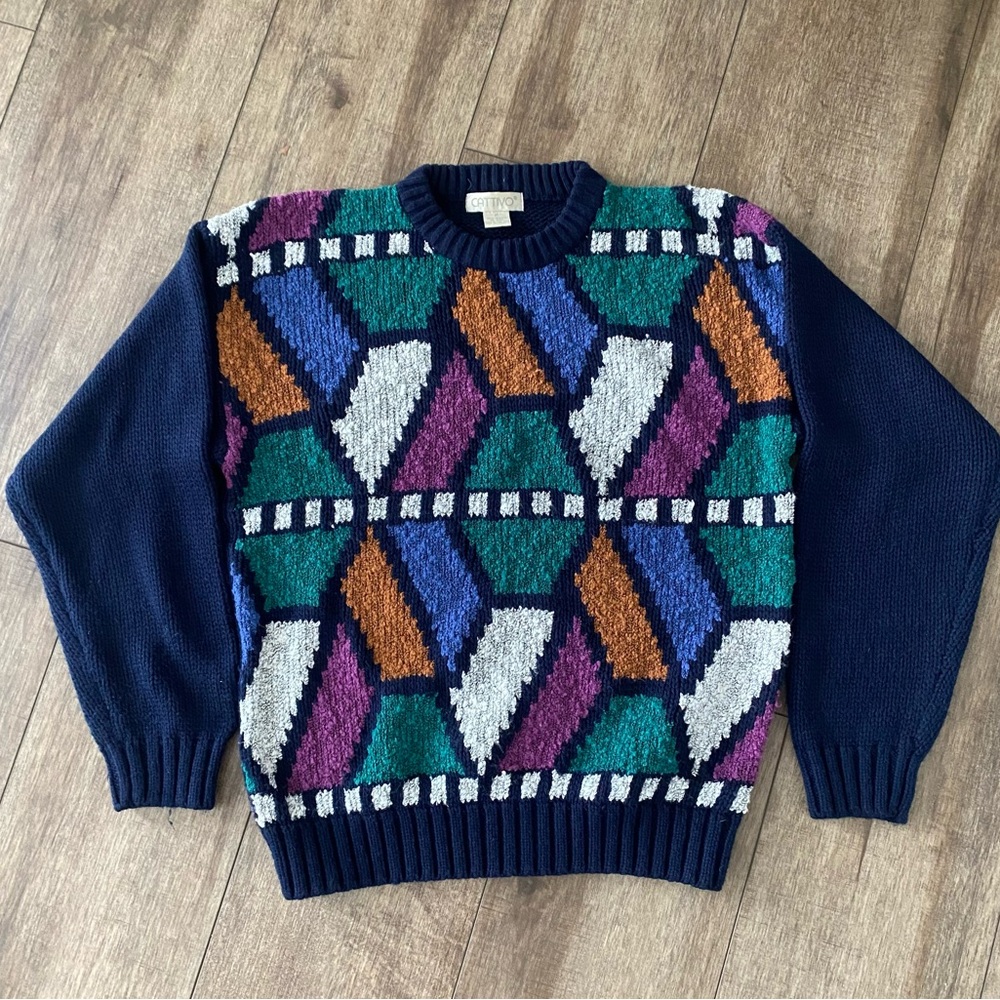 Cattivo Navy Blue Concrete Mix Sweater
